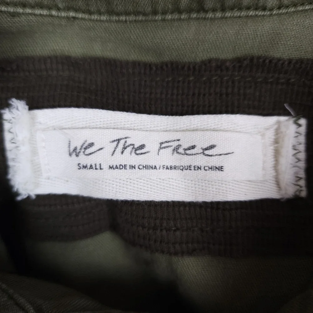 Free People We The Free Olive Green Western Peplum Snap Button Shirt‎ Small